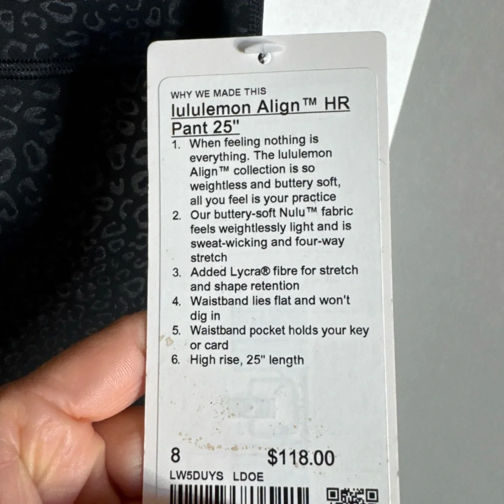 Lululemon Leggings Align HR Pant 25" Size 8 Black Embossed Leopard Pattern New - Picture 5 of 6